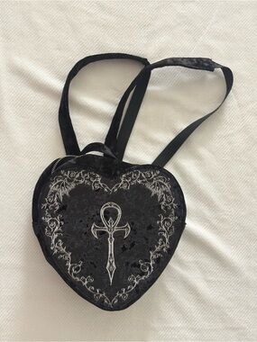 Widow Black Embossed Leather Zip Pouch